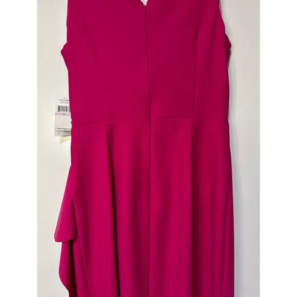 Alex Evenings Side Ruched Cocktail Dress Fuschia Sz. 6 NWT Embellished Faux Wrap - Picture 11 of 12